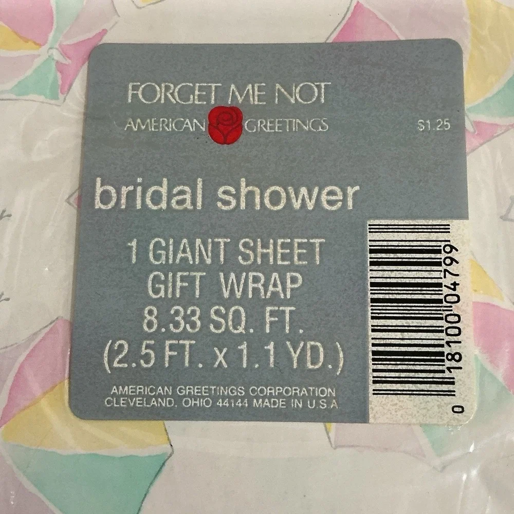 Vintage American Greetings BRIDAL SHOWER Gift Wrap Paper 8.33 SQ.FT. SEALED‎ NOS